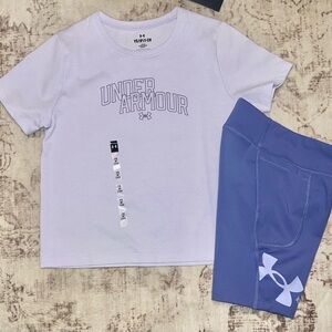 Under Armour Light Purple Tee and Blue Shorts Set